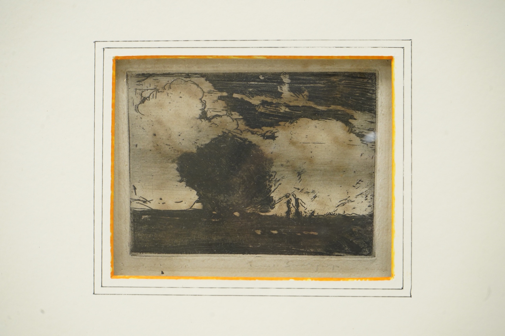 Frank Brangwyn RA RWS RBA (Welsh, 1867-1956), Landscapes, one signed in pencil, one unsigned, two etchings, largest 15 x 11cm